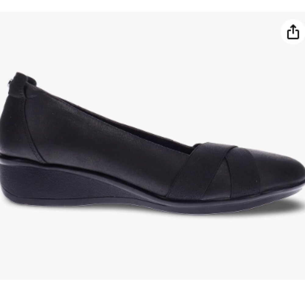 Women's Black Slip-On Low Wedge Flats